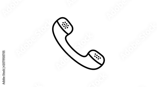 Cuadro en lienzo A simple black line drawing of a classic rotary phone handset on a plain white background