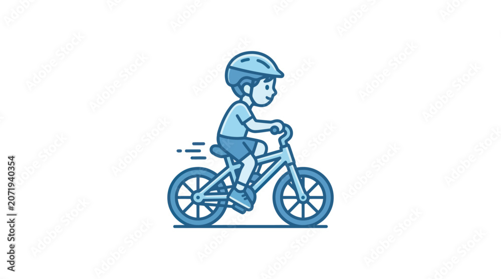 Fototapeta premium Boy Riding a Bicycle Outdoors Freely.