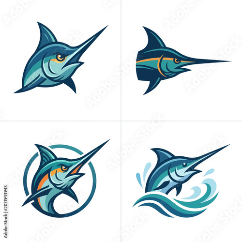 Canvas Print Blue Marlin Fish Side Views.