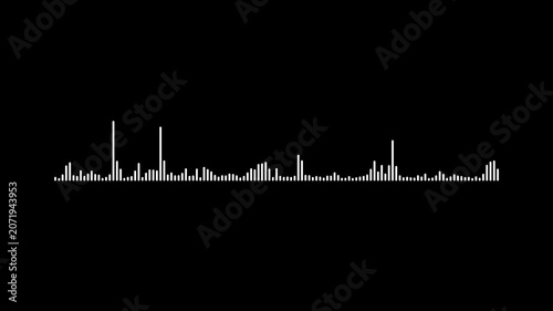 Abstract wave motion equalizer. dramatic rhythm audio spectrum sound waves. white video footage of audio visualizer on black background. Music sound wave animation. Audio visualiser.