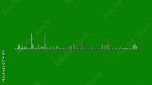 Abstract wave motion equalizer. dramatic rhythm audio spectrum sound waves. white video footage of audio visualizer on green background. Music sound wave animation. Audio visualiser.