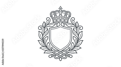 Fotografie Crown on shield with laurel wreath.