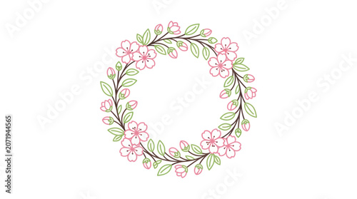 Konstfotografi Floral Wreath with Pink Flowers.