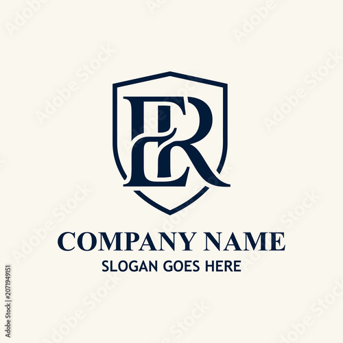 Elegant Monogram Shield Logo Design With Interlocking ER Initials For Corporate Luxury Brand Identity