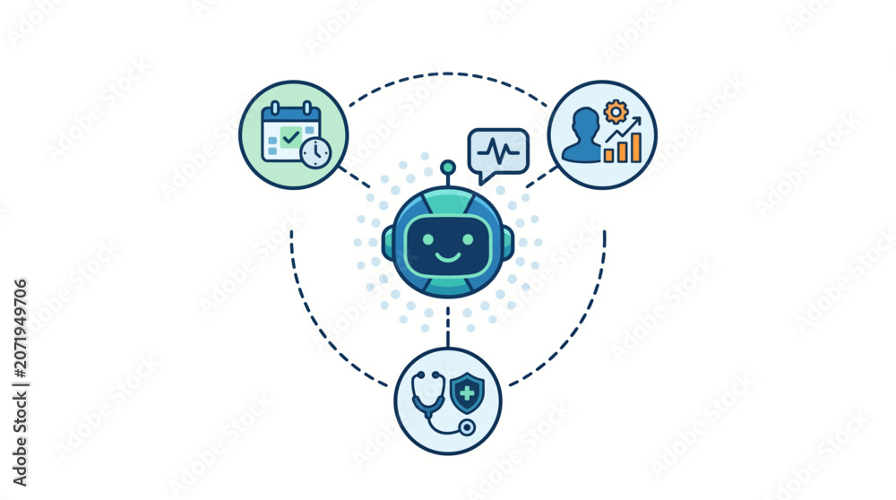 Fototapeta premium AI Healthcare Chatbot Assistant Vector Illustration