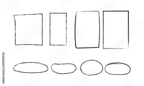 Hand Drawn Rectangle and Oval Frame Set – Sketch Border Shapes Collection