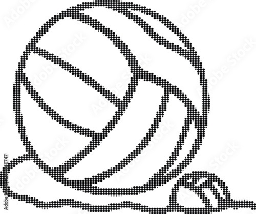Volleyball ball design made in halftone dotted style for sport tournament graphics isolated on transparent grid background.