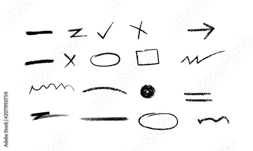 Hand Drawn Doodle Marks and Sketch Symbols Set for Design Elements