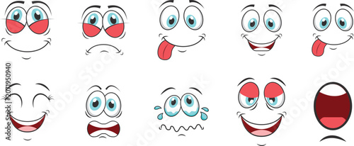 Slika na platnu Cartoon facial expressions character face, surprised character face expressions
