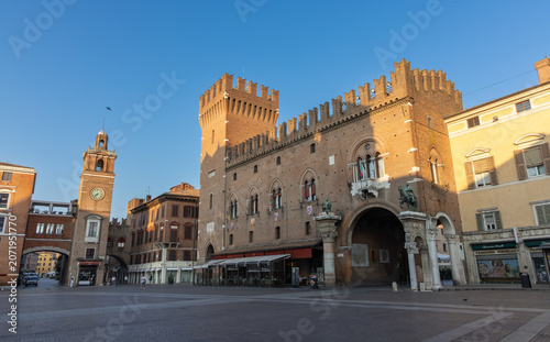 The 15th century Town Hall & Cathedral Square. Ferrara, Emilia-Romagna, Italy.