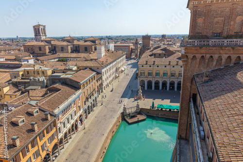 View from Este Castle tower. Ferrara, Emilia-Romagna, Italy.