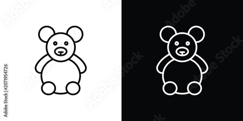 Photography Teddy bear icon symbol. Vector outline drawing.