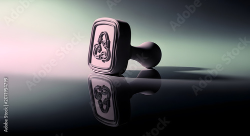 Professional Metal Hand Stamp with Recycled Symbol Concept for Environmental Corporate Sustainability and Paperwork Certification