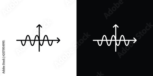 Schilderij op canvas Wave sine icon symbol. Vector outline drawing.