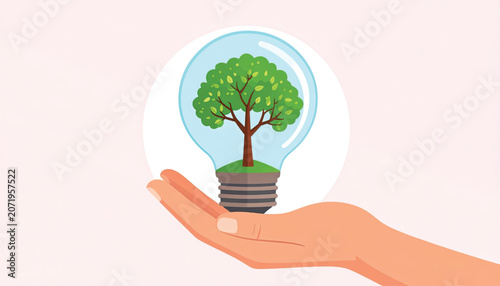 Hand holding eco friendly light bulb.