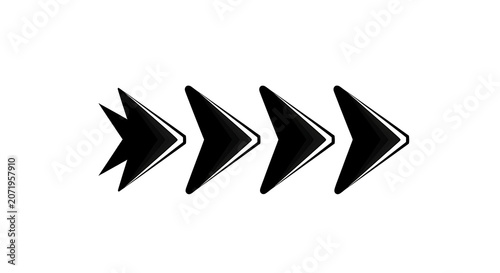 Four black forward arrow icons in a row