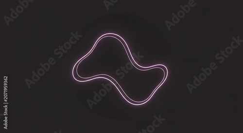 Abstract Glowing Pink Neon Fluid Shape on Dark Background for Modern Digital Art Design