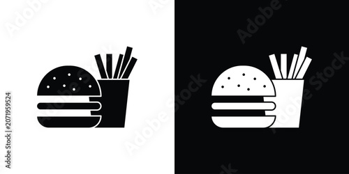 Burger Fries icon design simple and modern concept templates