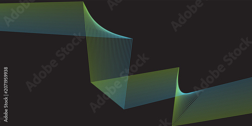 Abstract Blue Green Wave Lines Background For Modern Business Technology And Branding