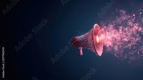 Digital Marketing Megaphone with Abstract Particles