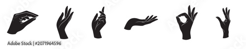 Elegant Black Hand Silhouettes and Graceful Mystic Gestures Set