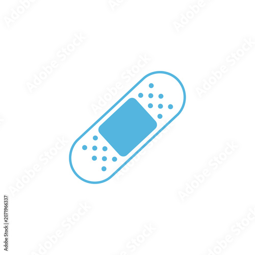 Minimalist Blue Icon of Bandage – Healthcare Healing Symbol