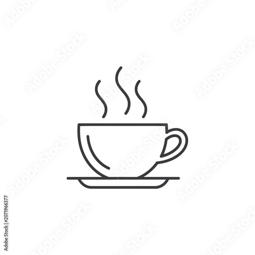 Minimalist Line Drawing of Coffee Cup – Black and White Hot Beverage Icon