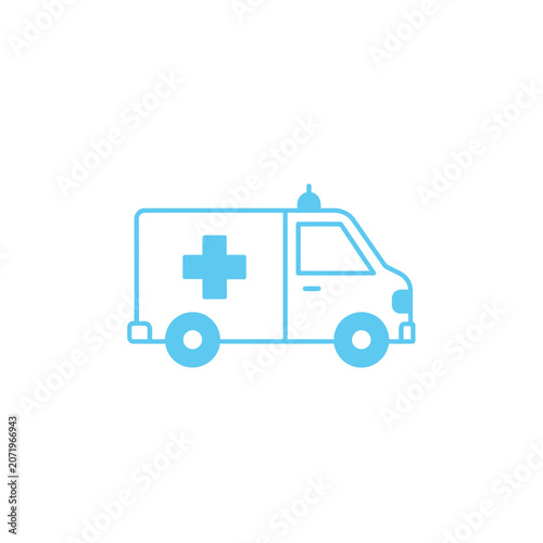 Minimalist Blue Icon of Ambulance – Emergency Healthcare Symbol