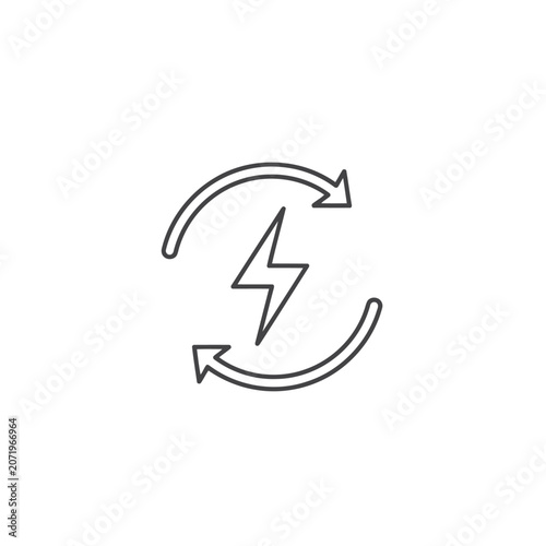 Minimalist Line Drawing of Energy Cycle – Black and White Renewable Power Icon