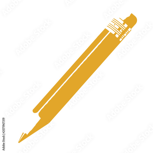 Minimalist Silhouette of Pencil – Yellow Orange Creativity Icon