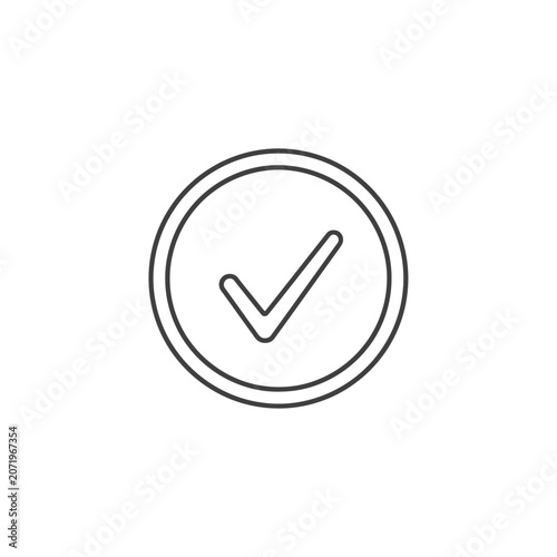 Minimalist Line Drawing of Check Mark in Circle – Black and White Approval Icon