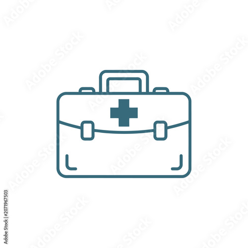 Minimalist Line Drawing of First Aid Kit – Black and White Healthcare Icon