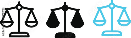 Fotografia Justice and equality balance scale icon set in various styles with equality judg