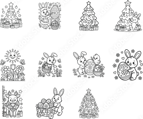 Photography Cute ocean animals seamless pattern for kids colouring page design