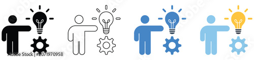 Quadro em tela Proactive Icon Set Featuring Initiative Planning Prevention and Forward Thinking