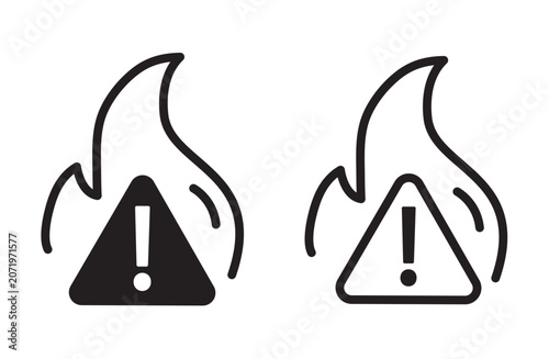 Fire warning icon vector for web design