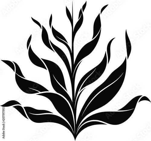 Black seaweed silhouette graphic
