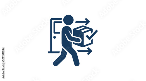 Fotografija Person carrying moving boxes quickly outside.