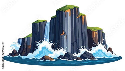 Illustration of rocky island formation.