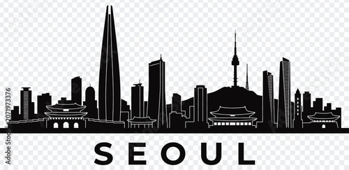 Bild auf Leinwand Seoul city skyline silhouette, south korea