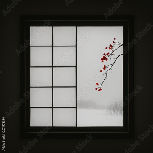 Minimalist winter view where geometry meets fleeting natural grace