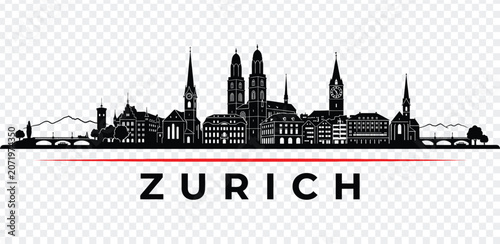 Tableau sur toile Zurich switzerland city skyline silhouette vector illustration