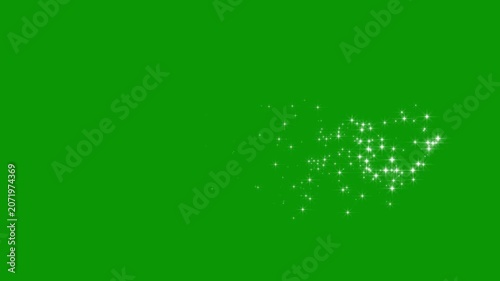 Magic glitter sparkle line trail animated, glowing light effect glitter loop star, white cartoon doodle sparkles glitter, glowing light effect in seamless 4K green screen animation for video.