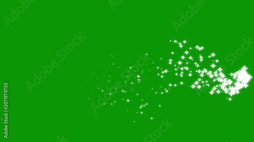 Magical glitter trail line animation, fast glowing star streaks with white shimmer particles, sparkle transition effect and fantasy light motion background overlay on green screen, 4k loop animation
