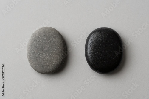 Light and dark stones highlight contrast in form and texture