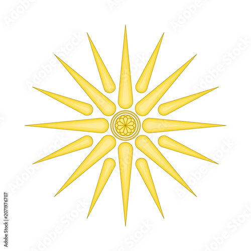 Vergina sun symbol, also known as the star of vergina or argead star. Rayed solar star symbol, historically associated with the ancient Macedonian kingdom, 