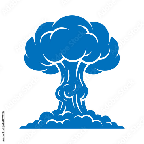 Fotografija A large blue mushroom cloud rises from the ground in a graphic illustration
