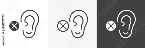 Schilderij op canvas Ear deaf icons in Thin line black color