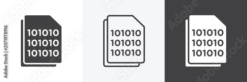 Cuadro en lienzo File Binary icons in Thin line black color