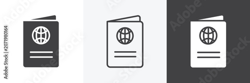 Foto Passport icons in Thin line black color